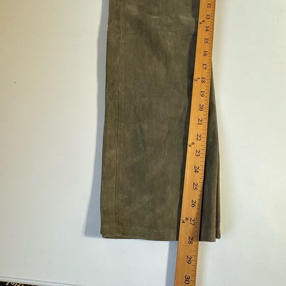The Row Pants Womens 10 Green 100% Lambskin Suede Straight Pockets High Rise - Picture 13 of 15